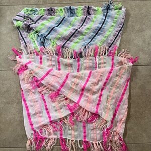2 Lightweight Spring Summer Bright Colorful Infinity Scarves